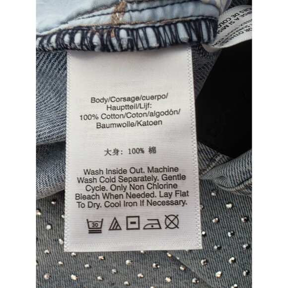 DKNY Jeans High Rise Wide Leg Silver Studded Denim Pants Sz 28 Light Wash NWT - Picture 10 of 11